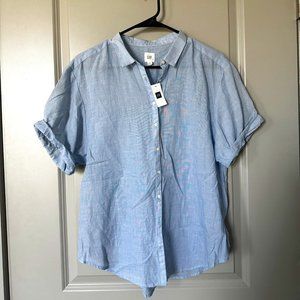 Tags Attached, Gap, light blue short sleeve button-up, sz S